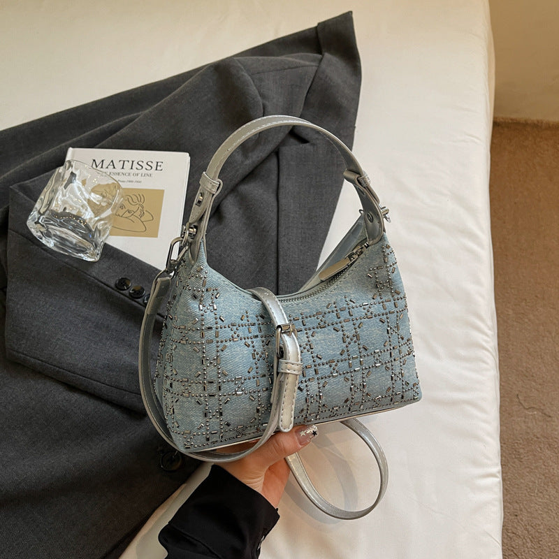 Wholesale Bright diamond handbag textured shoulder crossbody bag