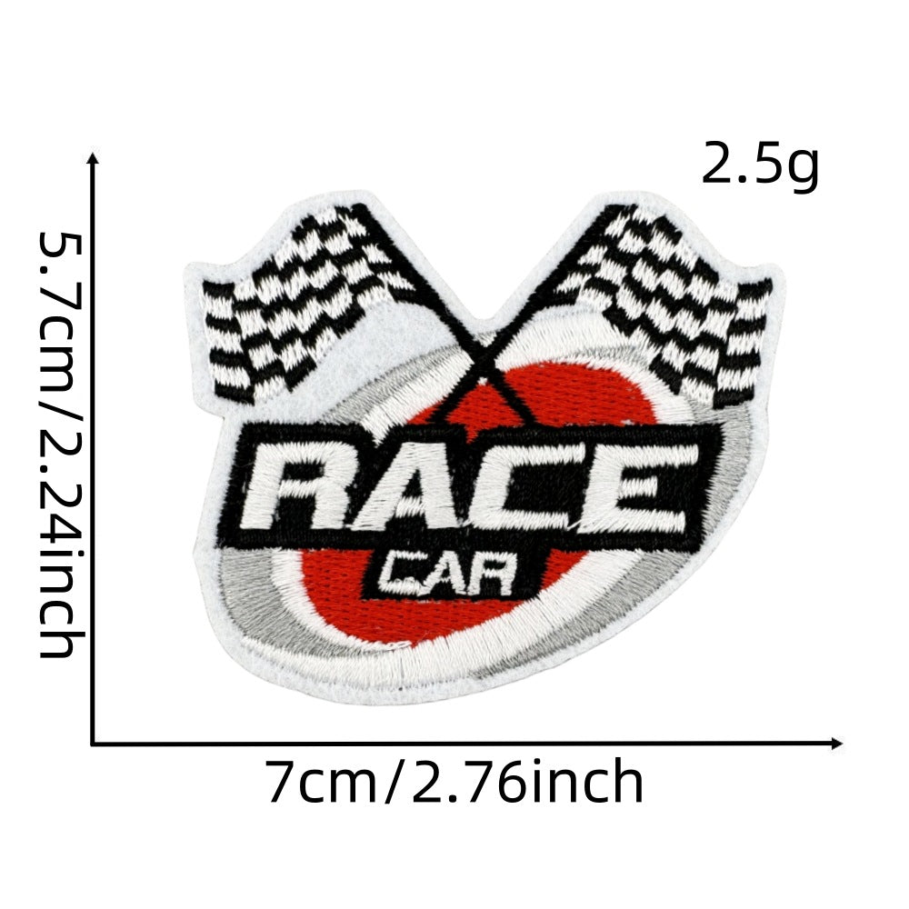 Wholesale Black and White Racing Flag Series Embroidery DIY Patches