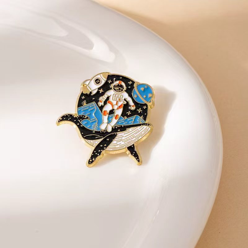 Wholesale creative cartoon cute whale drifting bottle astronaut Brooch