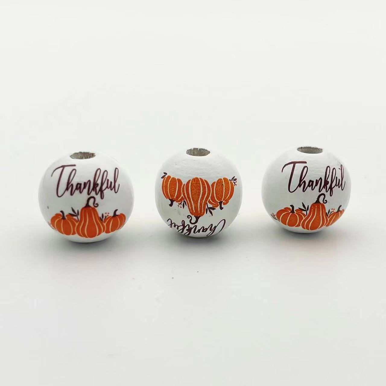 Wholesale 10pcs Autumn Thanksgiving Wooden Beads