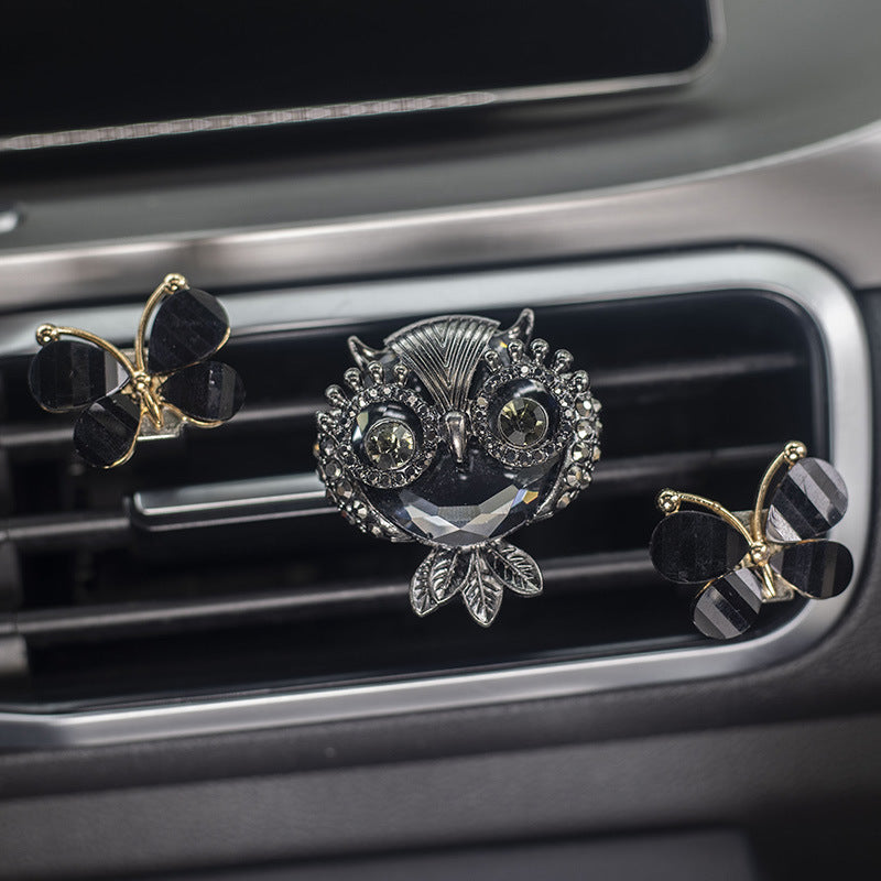 Wholesale Alloy Gemstone Owl Car Perfume Clip