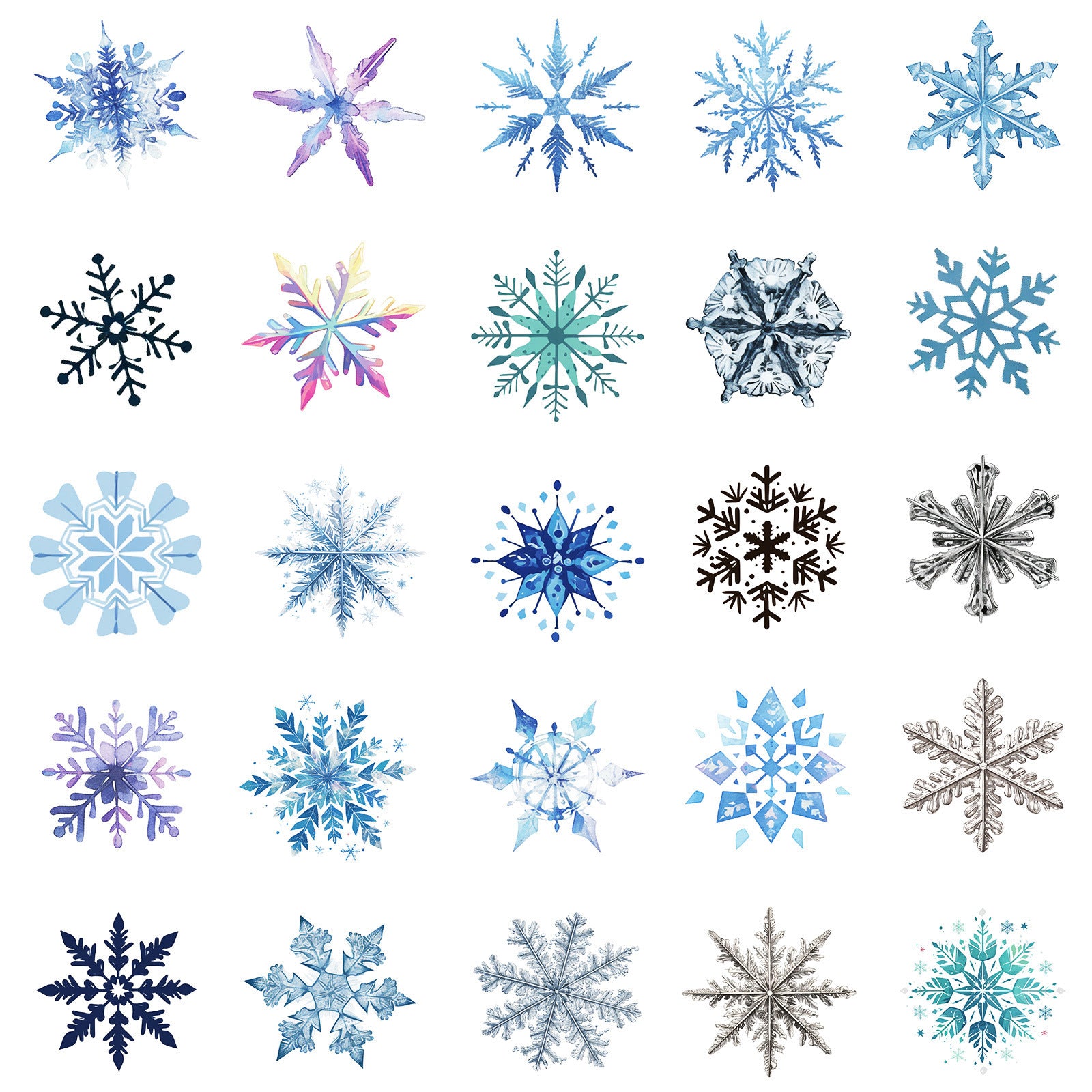 Wholesale 50pcs light-colored snowflake Christmas graffiti stickers