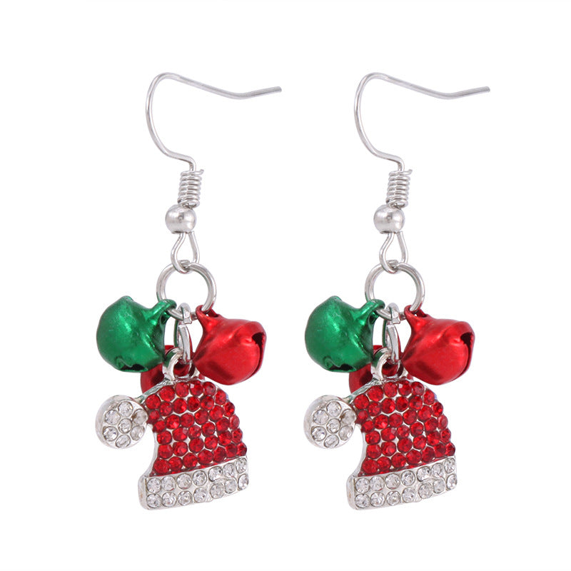 Wholesale Diamond Bell Snowflake Christmas Tree Earrings