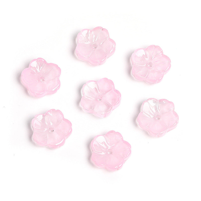 Wholesale 100pcs10mm Glass Transparent Petals Gradient Through Hole Beads DIY Spacer