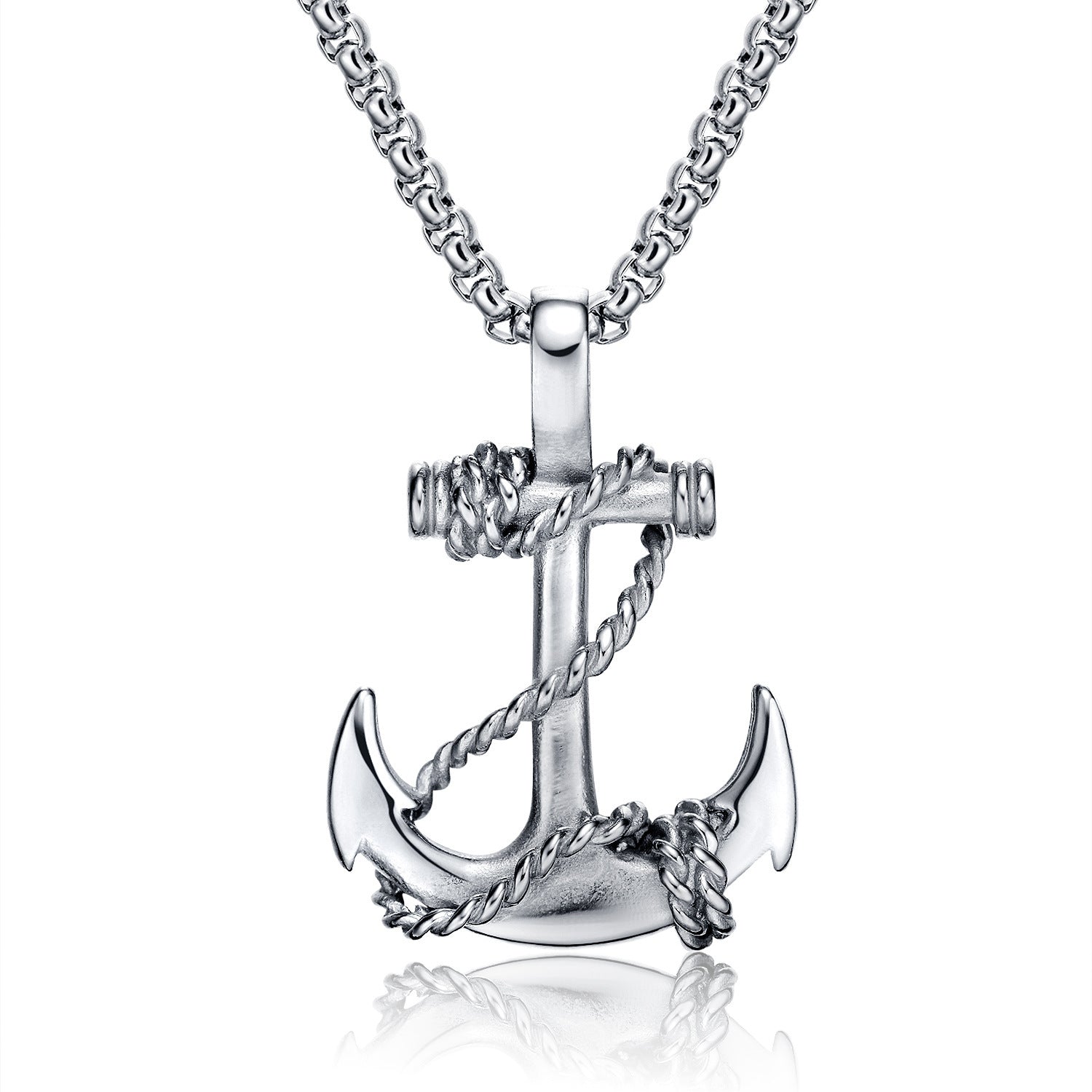 Wholesale Anchor Pendant Hip Hop Titanium Steel Men's Necklace