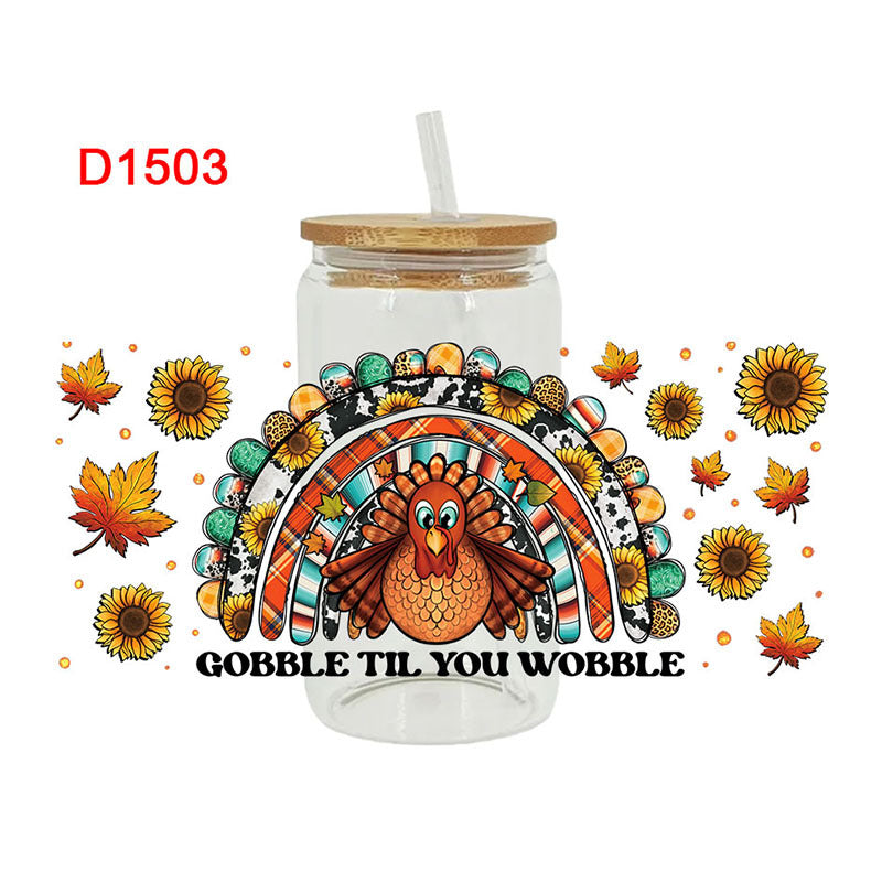 WholesaleThanksgiving Day Series  16oz Cup UV DTF Wraps