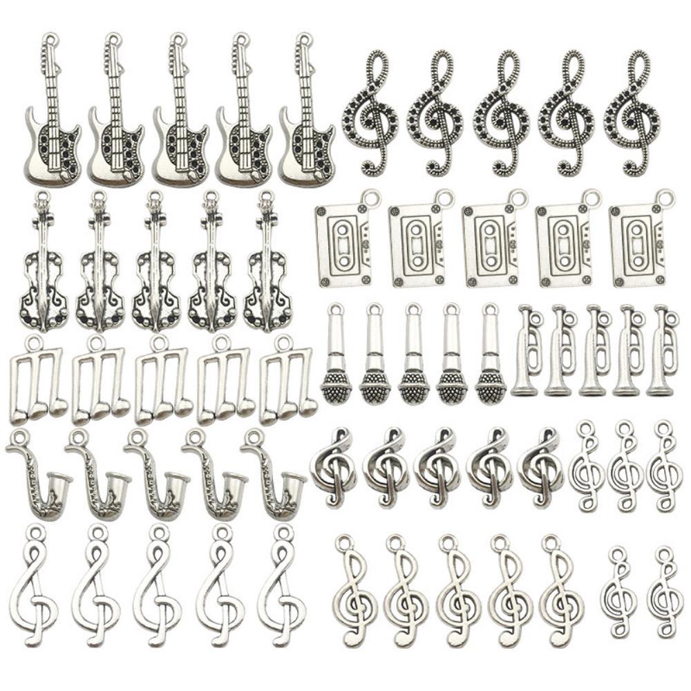 Wholesale 1 New Antique Silver Alloy Simulation Guitar Music Note DIY Pendant