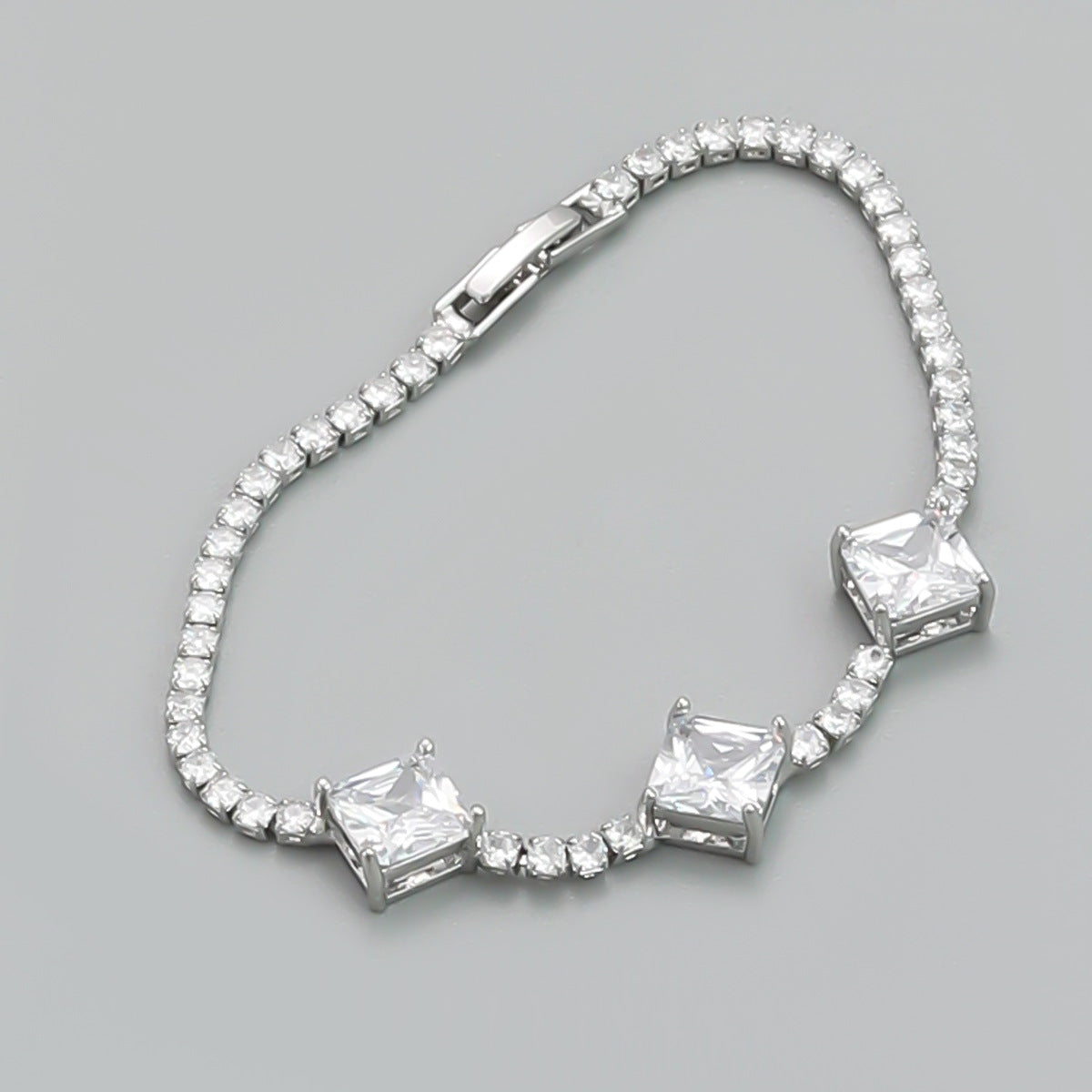 Wholesale Full Diamond Square Copper Bracelet