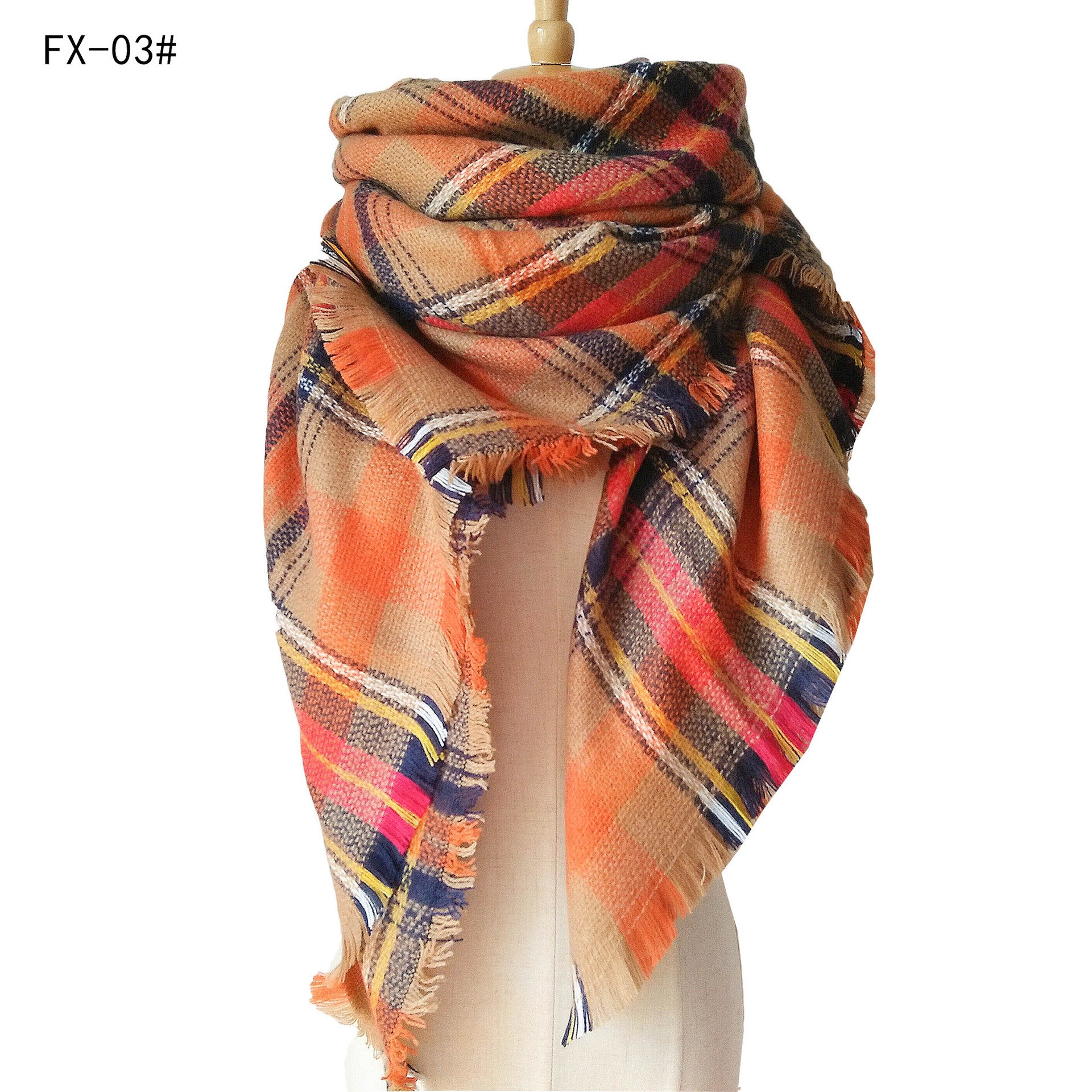 Wholesale Autumn and Winter Imitation Cashmere Double-sided Colorful Plaid Square Scarf Scarf