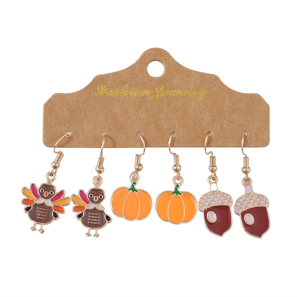 Wholesale Thanksgiving Turkey and Pumpkin Earrings