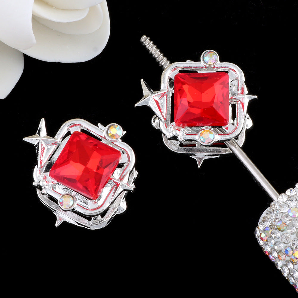 Wholesale 10pcs Double sided alloy colored star square straight hole beads