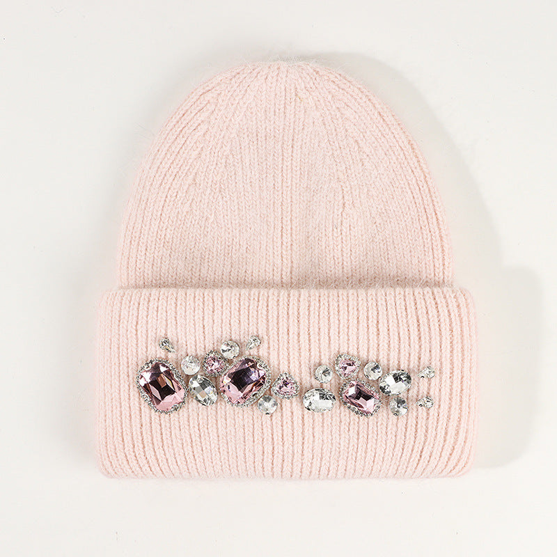 Wholesale Autumn and Winter Knitted Hats with Diamond Acrylic Insulation Caps