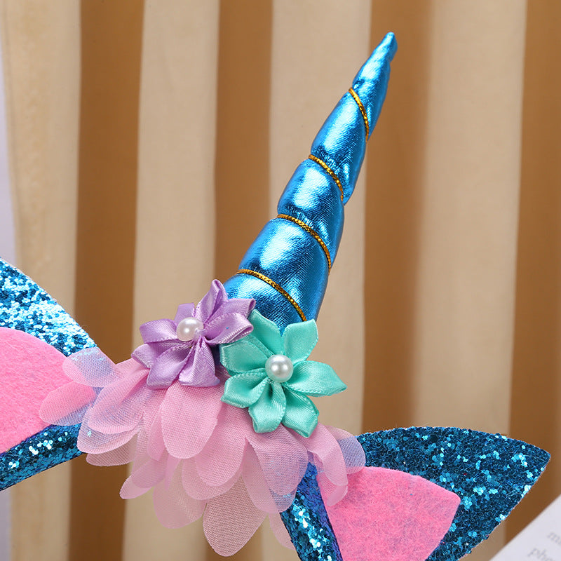 Wholesale Fashion Dreamy Sequin Unicorn Flower Birthday Festival Party Headband