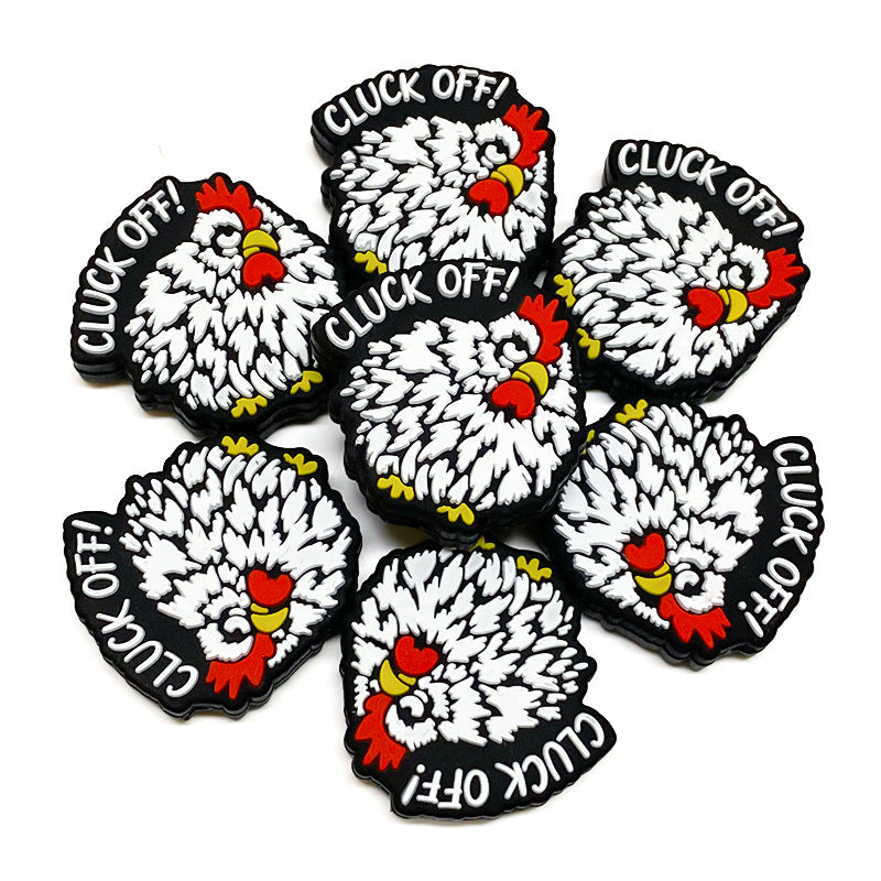 Wholesale 10pcs White rooster cartoon silicone beads