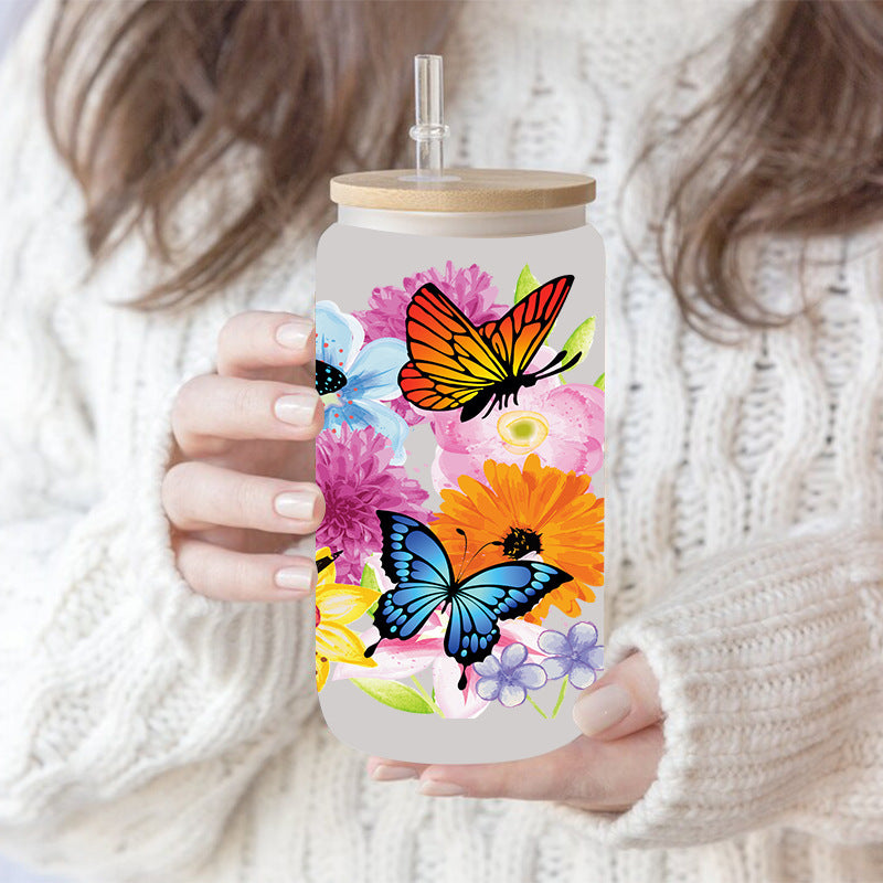 Wholesale colorful butterfly 16oz Cup UV DTF Wraps