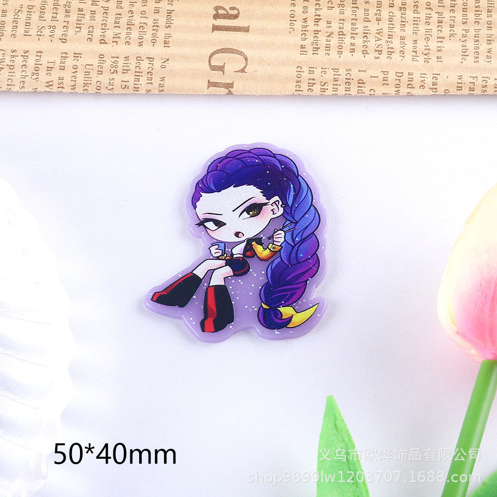 Wholesale 10pcs/ pack Cartoon Girl Cute Pendant Acrylic Pin DIY Accessories