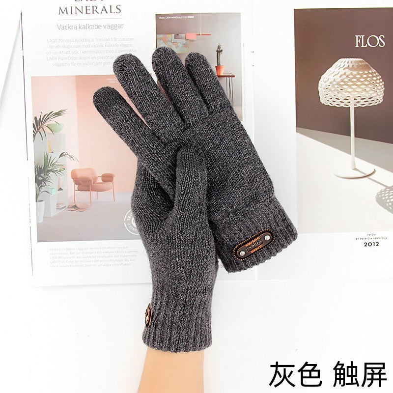 Wholesale Men's Woolen Knitted Cool High-end Warm and Plush Thick Winter Glove