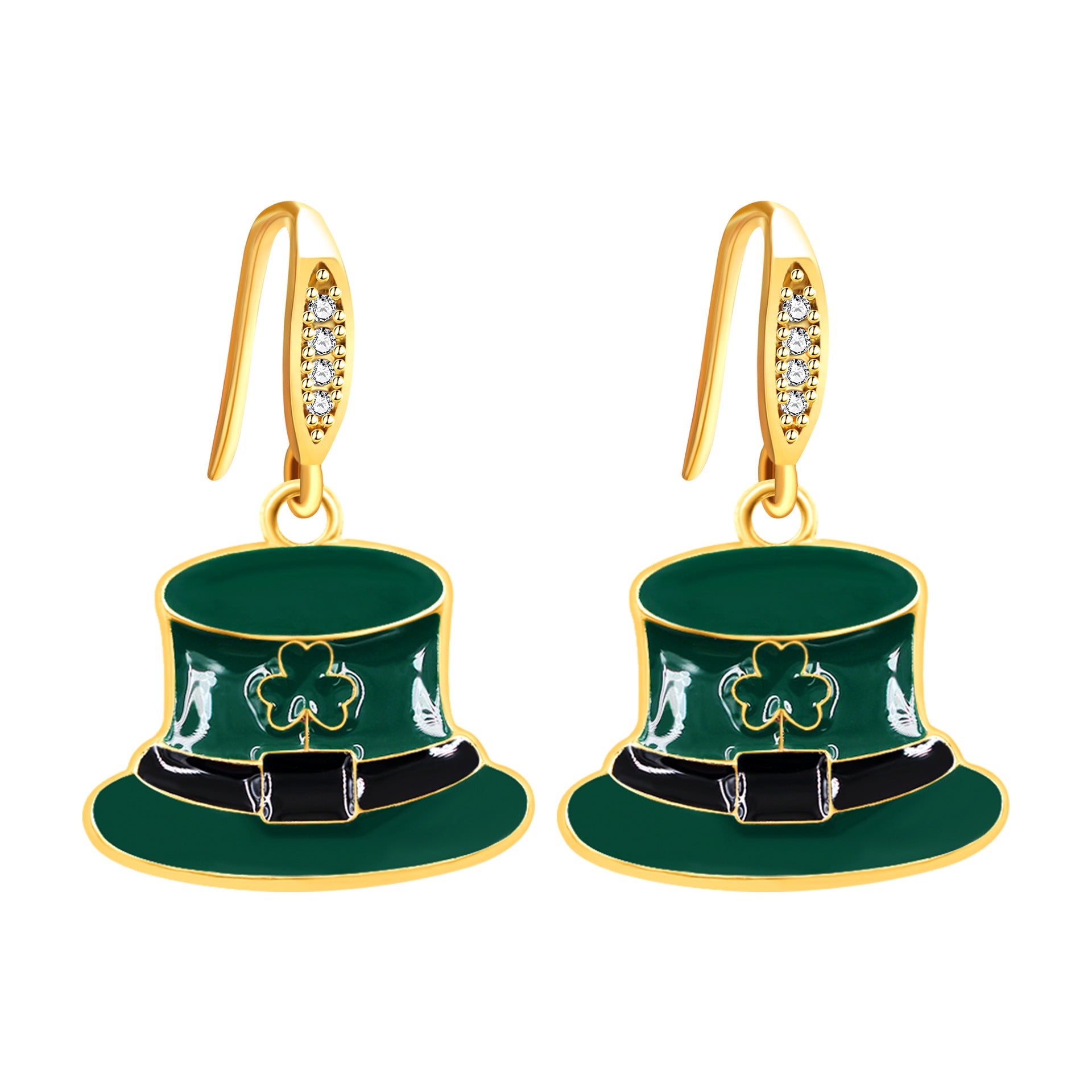 Wholesale St.  Patrick' s Day rainbow hat shamrock four-leaf clover earrings