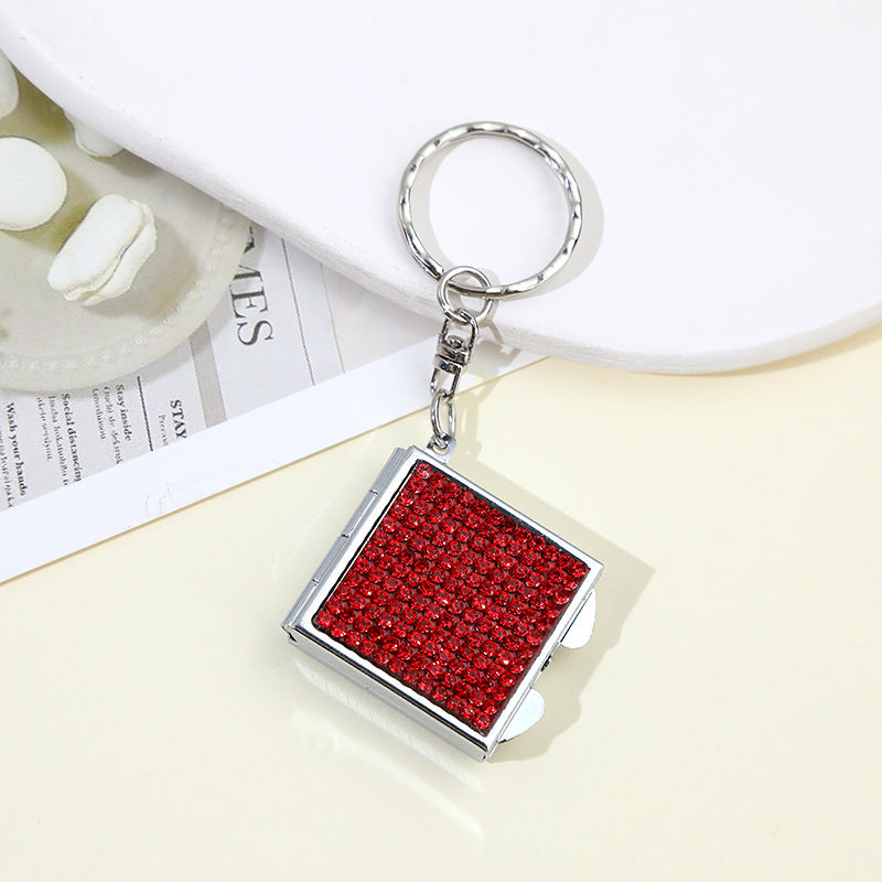 Wholesale Rhinestone Mini Makeup Mirror Keychain