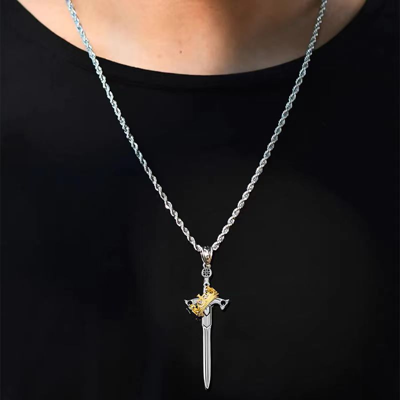 Wholesale Retro Stylish Goth Sword Pendant Necklace