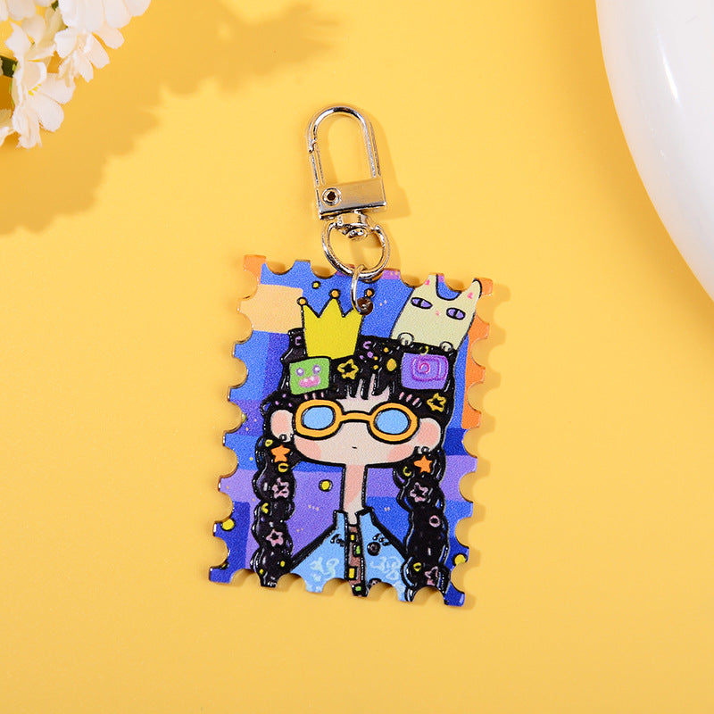 Wholesale 10pcs/ pack acrylic printed keychain pendant DIY jewelry