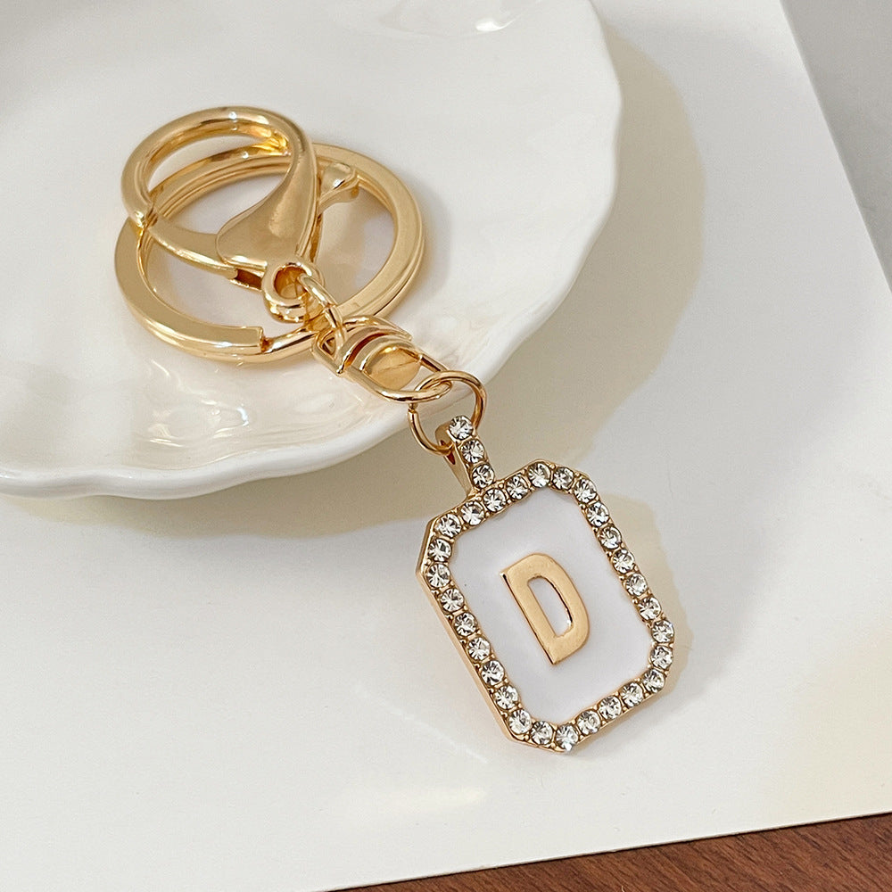 Wholesale 26 Letters Diamond-drip Oil Key Chain