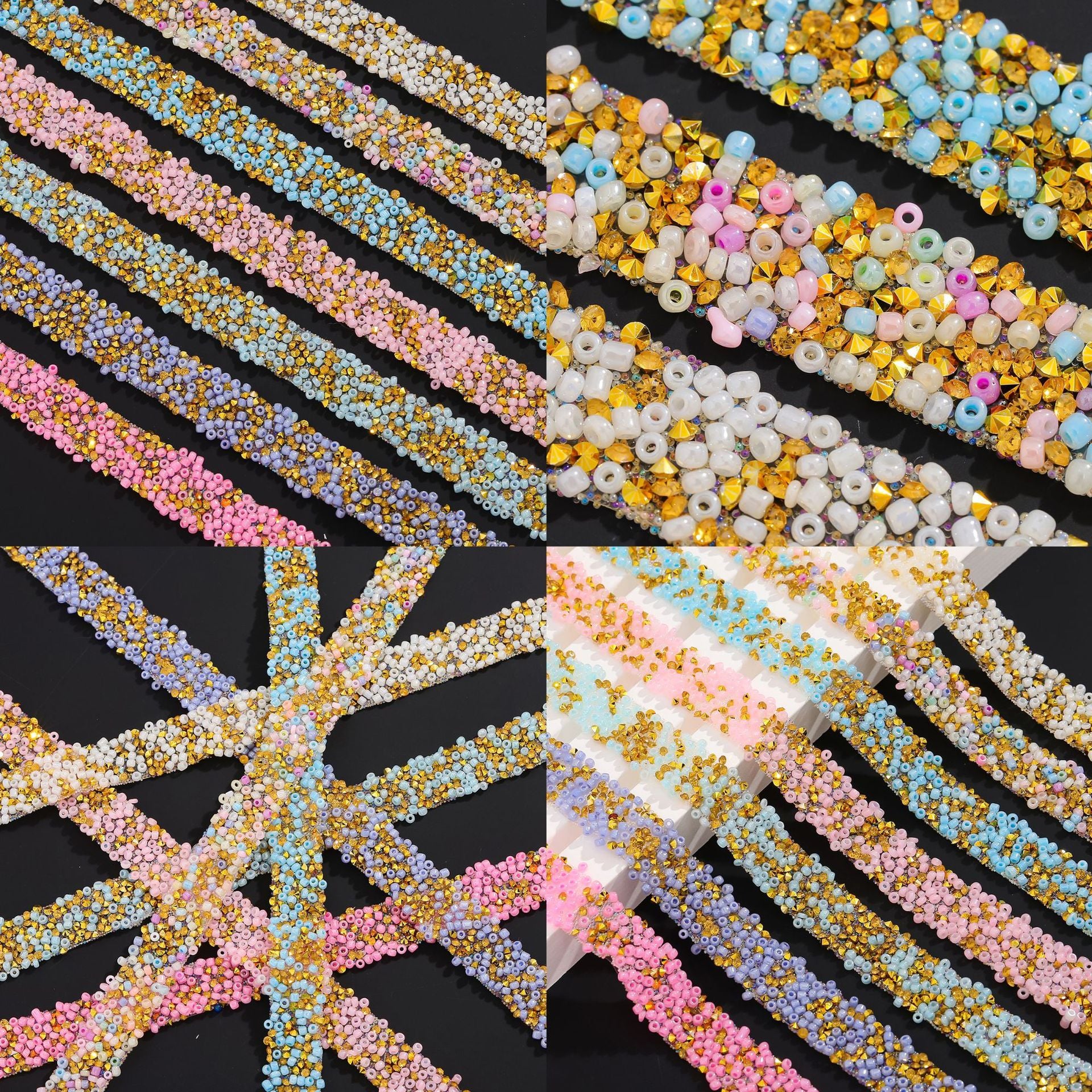 Wholesale 10pcs/pack Double-Sided Adhesive Hot Melt Backing 1. 5cm Wide Diamond Belt