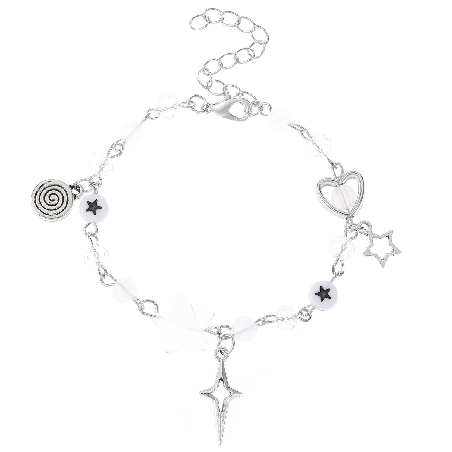 Wholesale Spice Punk Hollow Pentagram  Heart Bracelet