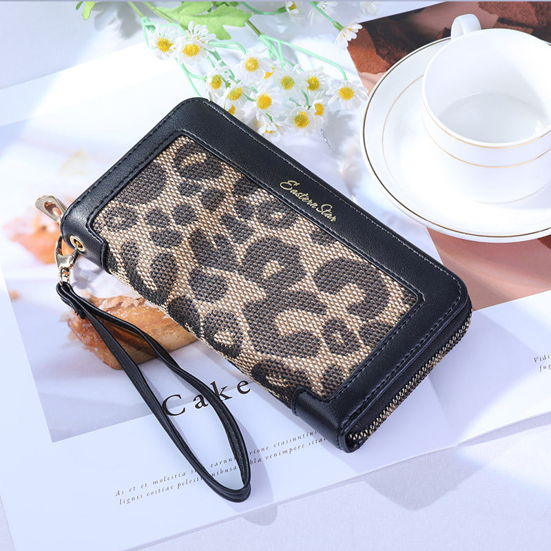 Wholesale Long Leopard Print Women's Large Capacity Multi-card Slot Wallet