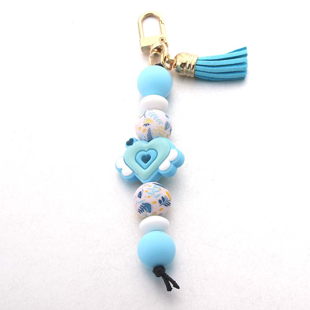 Wholesale New Silicone bead bracelet keychain cow head creative cartoon bag pendant DIY accessories