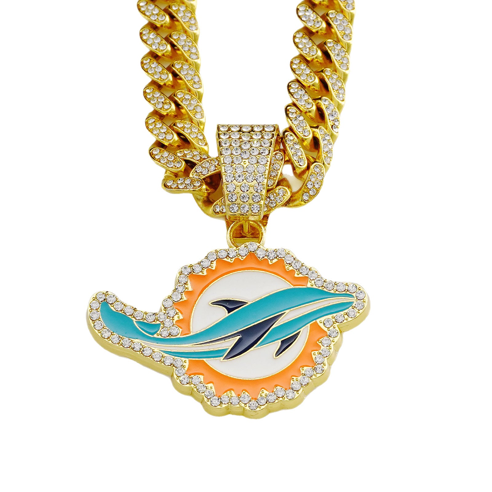 Wholesale Colorful Pendant for Men Hip Hop Diamond Cuban Necklace