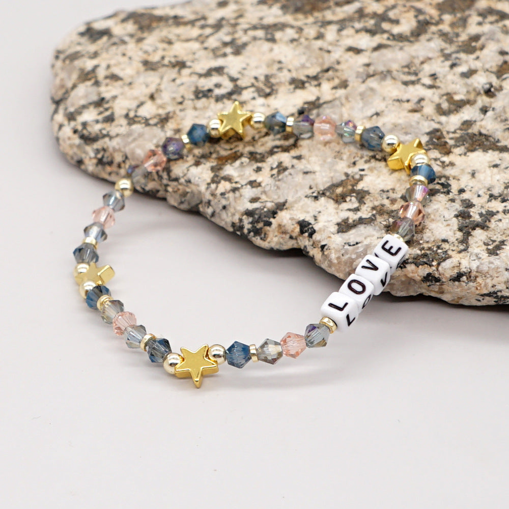 Wholesale Webbing Beaded Crystal Handmade Beaded Stacking Set Bracelet