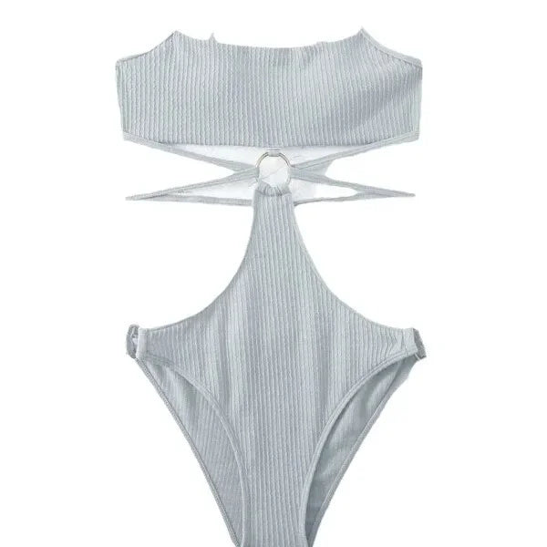Wholesale Hollow solid color one-piece exposed waist swimsuit