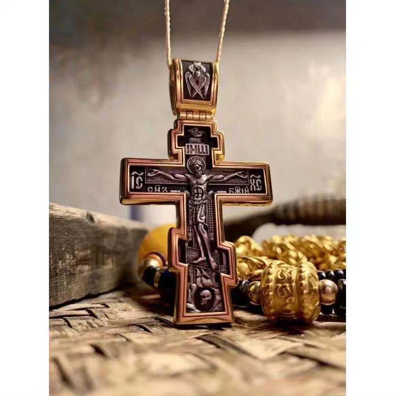 Wholesale Creative Alloy Cross Letter Engraved Necklace