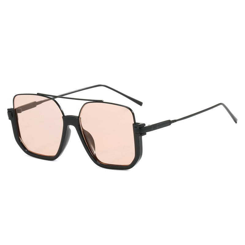Wholesale Retro personality UV protection lower half frame double beam large frame sunglasses