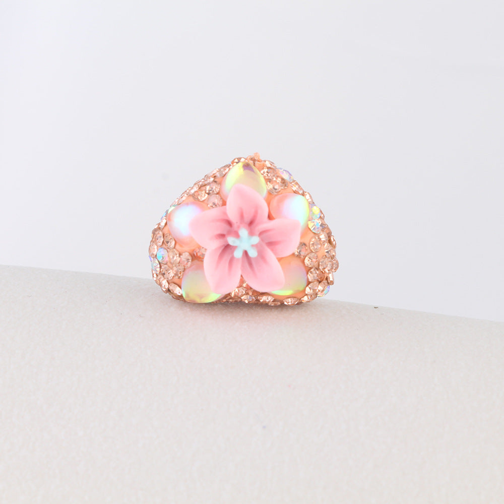 Wholesale 6pcs Flower Heart Soft Ceramic Diamond Ball Crystal Beads
