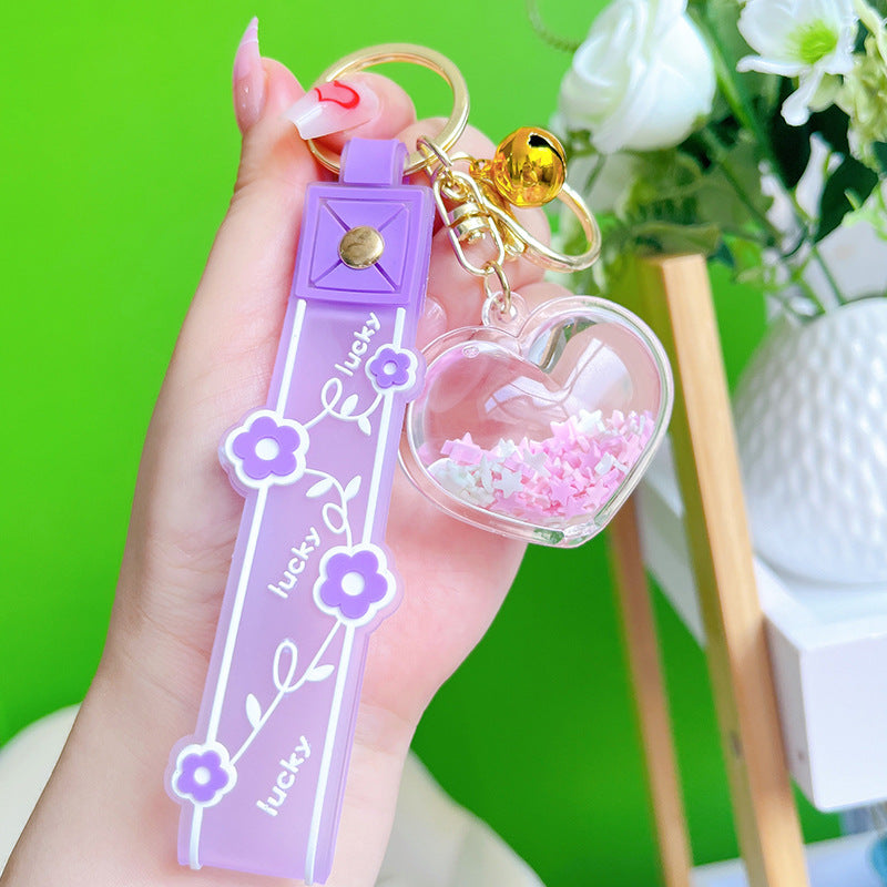 Wholesale Acrylic Into Oil Floating Stars Hearts Keychains