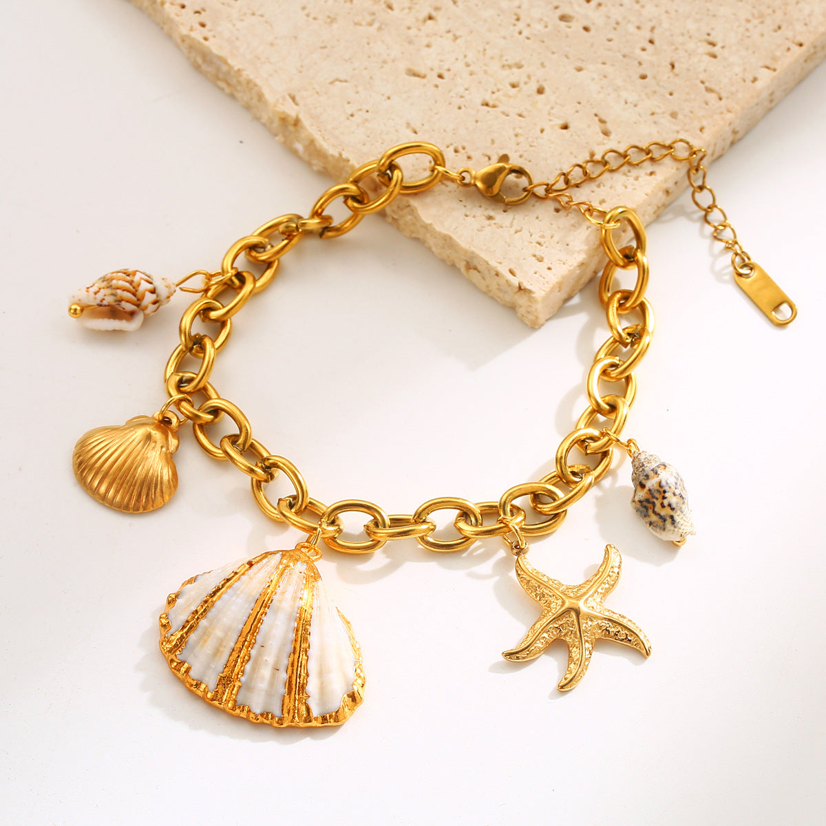 Wholesale marine element titanium steel bracelet inlaid pearl non-fading bracelet