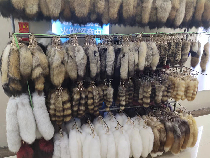 Wholesale of Oversized Fox Hair Pendant Keychains