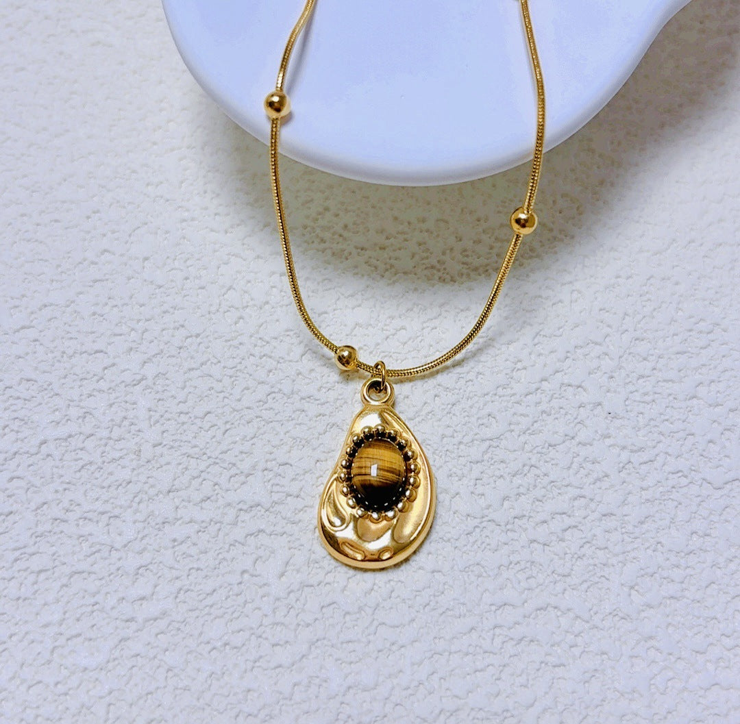 Wholesale Maillard Style Tiger Eye Necklace Niche Design All-match Clavicle Chain Necklace Chain Trendy