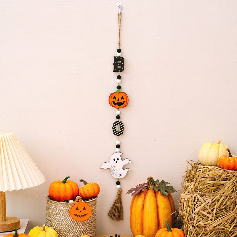 Wholesale Halloween Beads Witches Pumpkins Bats Wooden Decorations