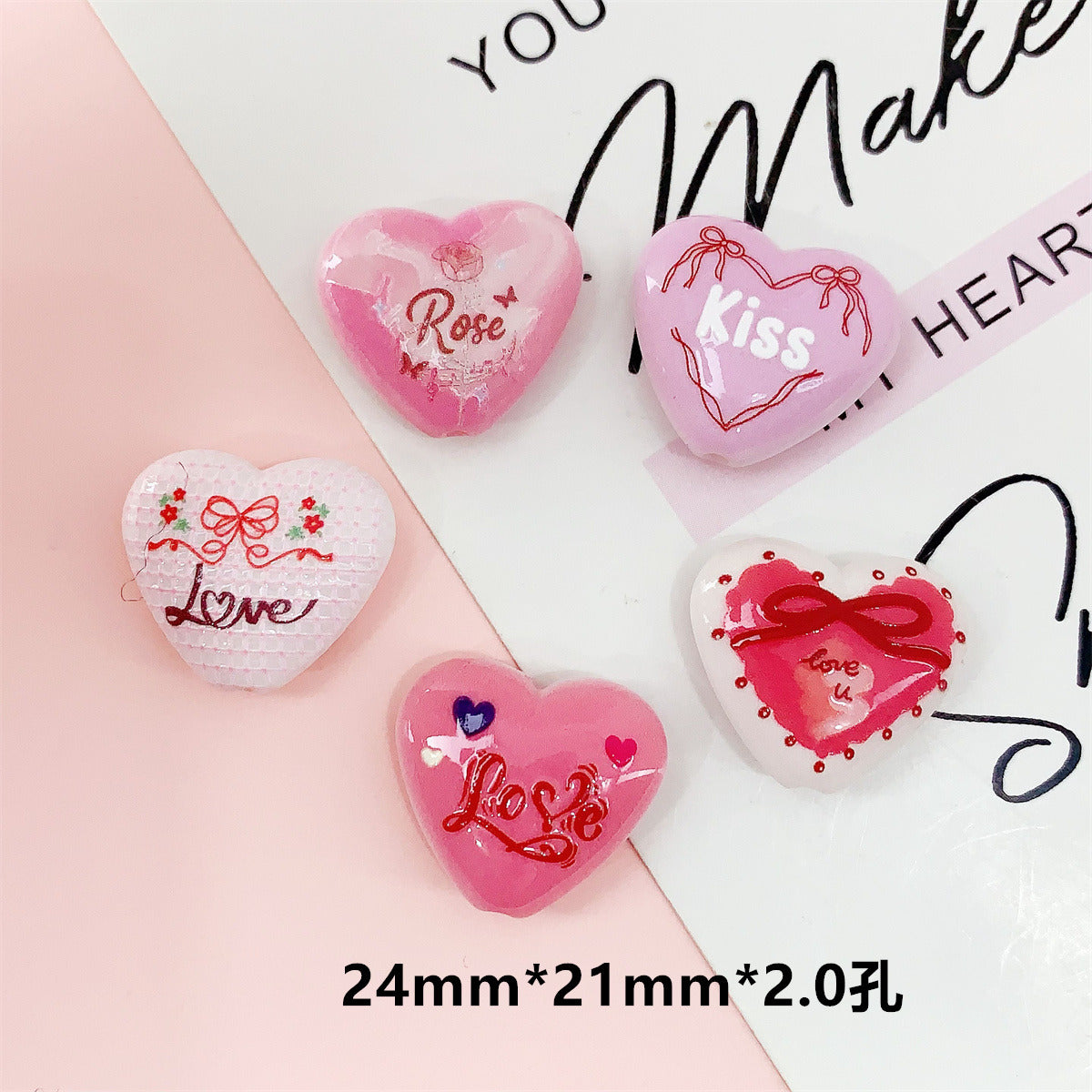 Wholesale 10pcs double-sided printed panda head heart-shaped pentagram acrylic beads