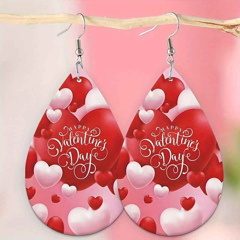 Wholesale Valentine' s Day Acrylic Teardrop-Shaped LOVE Earrings