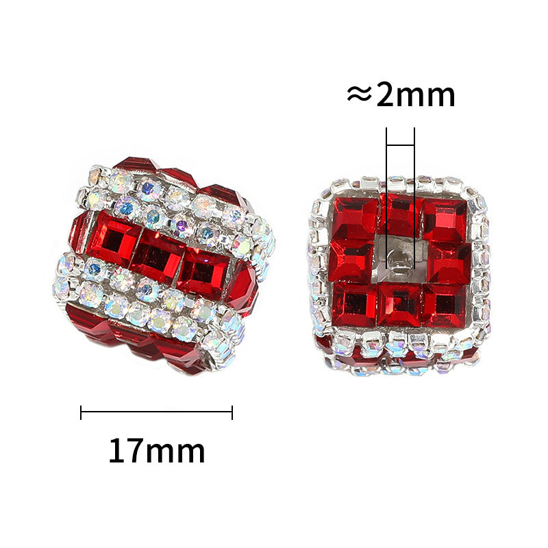 Wholesale 20pcs Colorful square rhinestone chain beads
