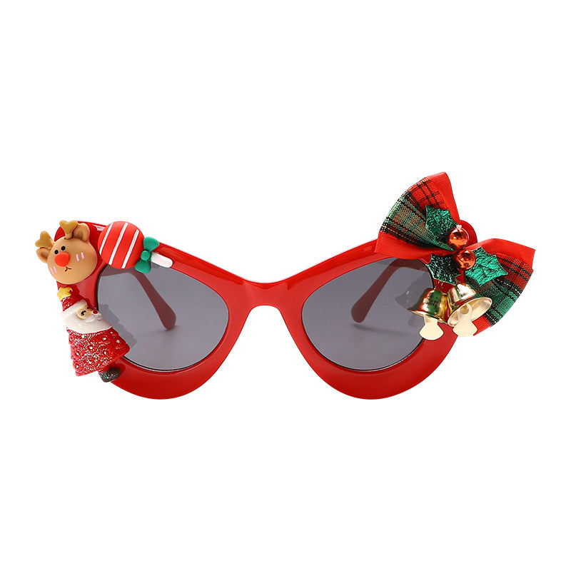 Wholesale Christmas Limited Edition Red Unique Cat Eye Large Frame Round Frame Y2K Santa Claus Personalized Sunglasses