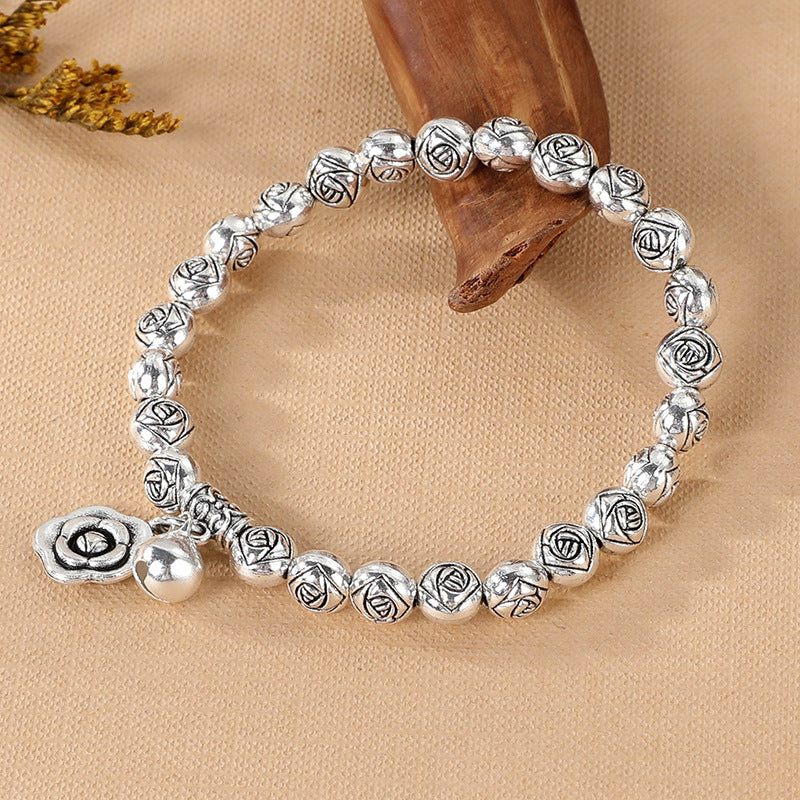 Wholesale Vintage Handmade Miao Bracelet Silver Tone Alloy With Turquoise Blue Accents Fashion Jewelry Accessory Travel Souvenir Gift
