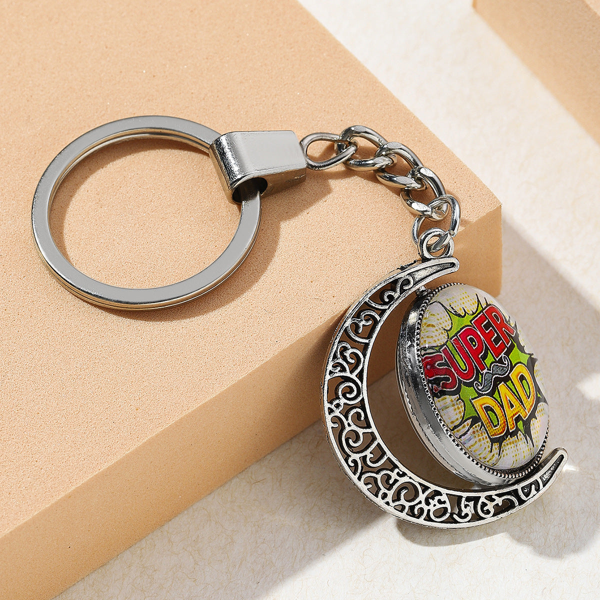 Wholesale Father's Day DAD HERO Time Gemstone Metal Keychain