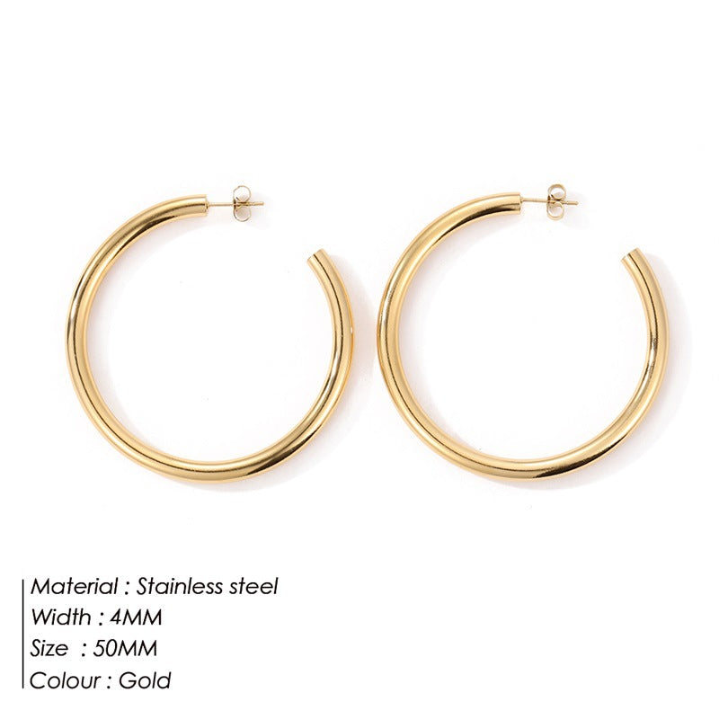 Wholesale C Shape Personality Stainless Steel Earrings