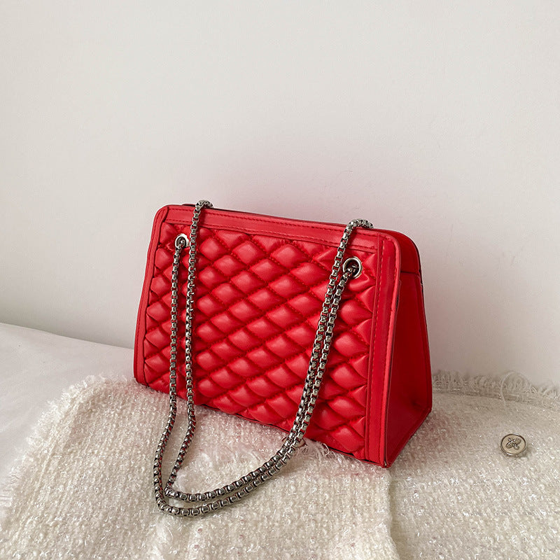 Wholesale Elastic Embroidered Diamond Chain Large Capacity Shoulder Crossbody Square Bag