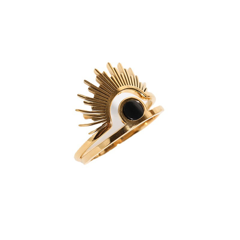 Wholesale Sunflower Titanium Steel Gold Plated Ring